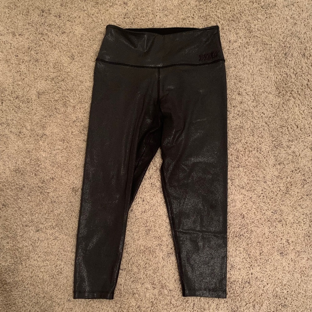 Pink sparkly black leggings